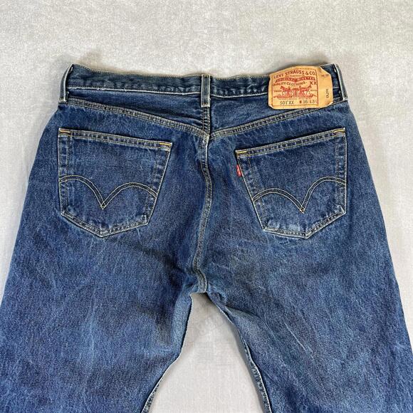 Levis 501 XX Jeans Mens 34x31* Blue Dark Wash Straight Leg American Denim 2000s - Picture 4 of 10